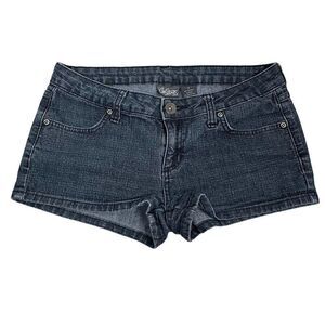 City Streets Juniors Size 7 Blue High Waisted Denim Jean Shorts Studded